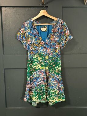 Anthropologie floral tiered, mini dress